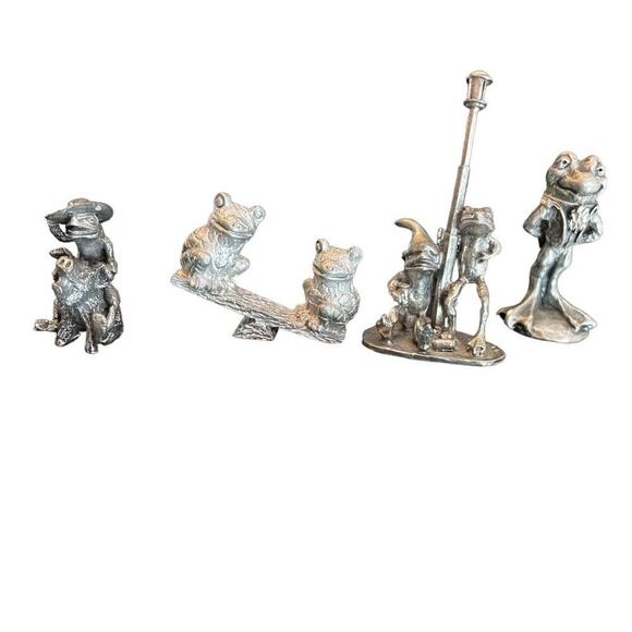 Lot of 4 Pewter Frog Figurines, Various Brands - Picture 1 of 2